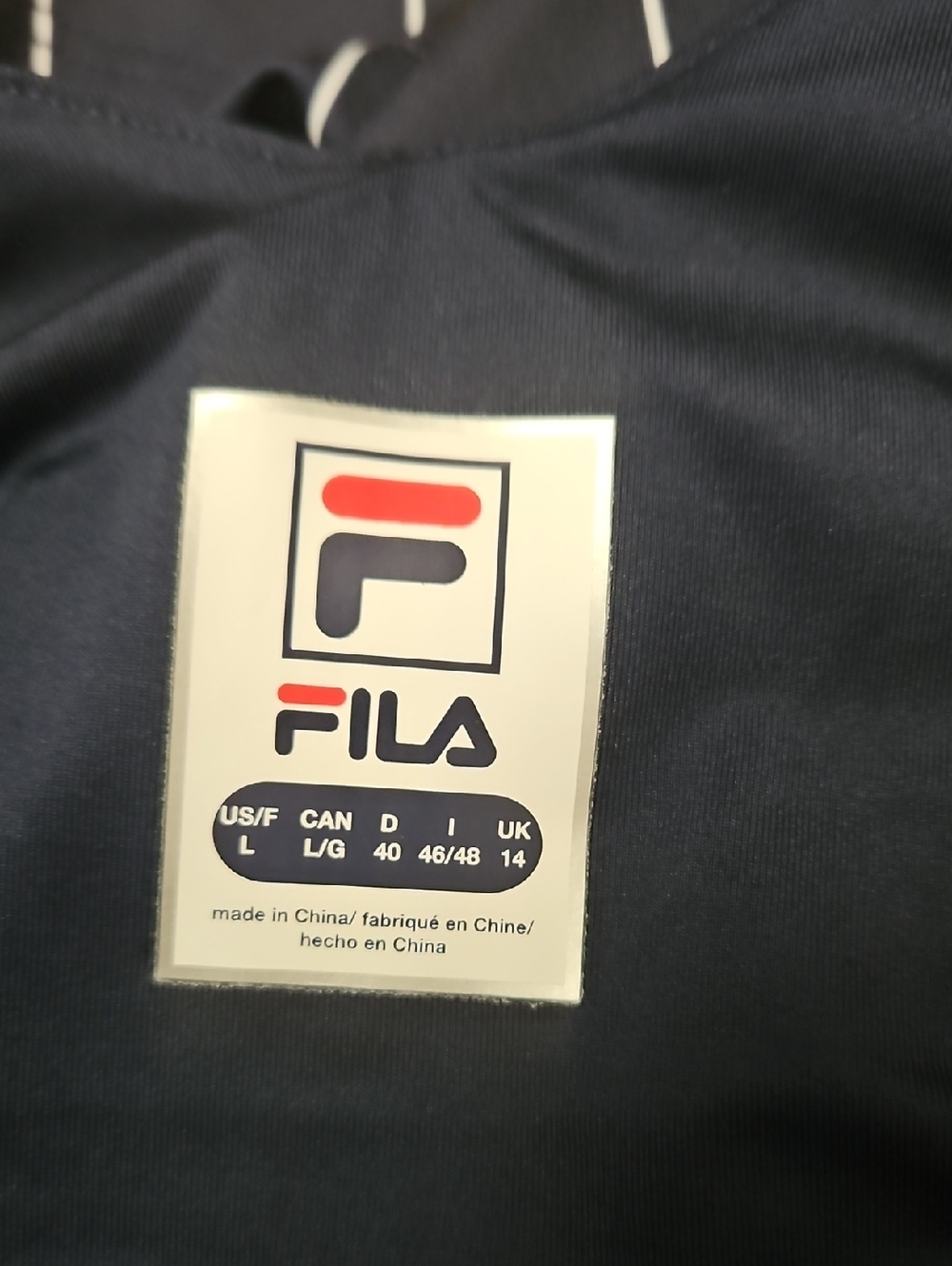 Fila Heritage Tennis Dress Women's Large V-Neck Navy Pinstripe Athleisure - Picture 3 of 11